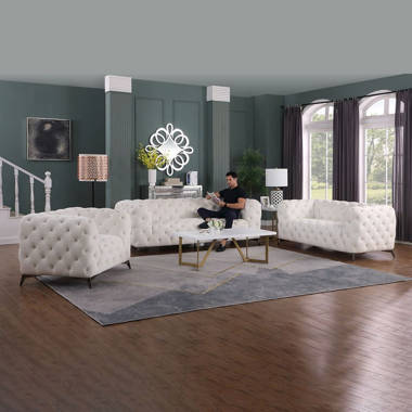 White tufted sofa online set